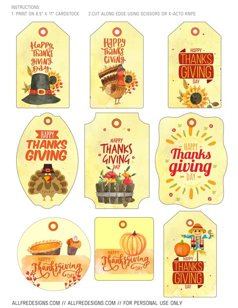 Free Printable Happy Thanksgiving Tags